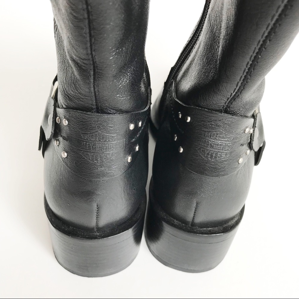 Harley-Davidson Black Leather Studded Moto Boots - Picture 8 of 14